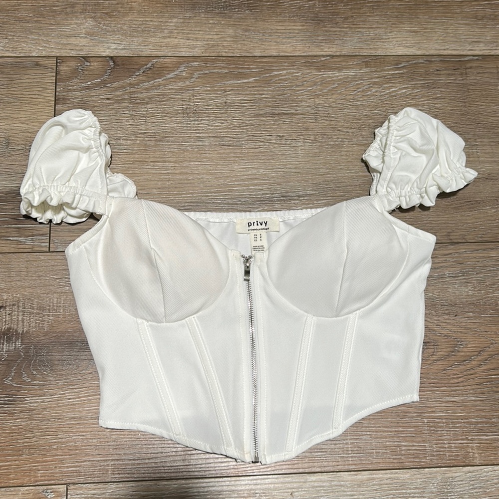 White corset style crop top